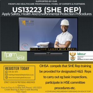 SHE Rep: Apply Safety, Health and Environmental Protection Procedures (13223)